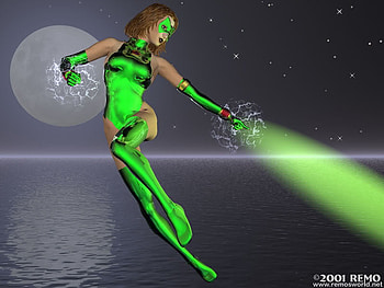 Female Green Lantern, hero, costume, moon, light, green, lanternwater, female HD wallpaper