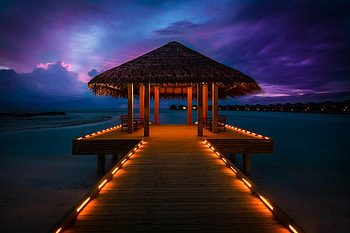 Maldives sunset, Ocean lights, Bungalows, and mobile backgrounds HD wallpaper