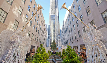Rockefeller Center, Channel gardens, Illuminated pathway, Urban design HD wallpaper