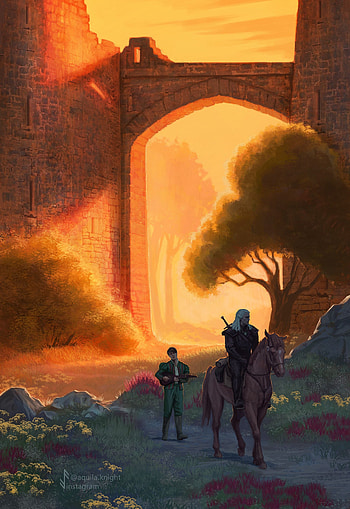 Aquila, Audax, Geralt and Jaskier, Witcher art, Adventurous journey HD phone wallpaper