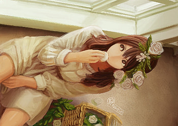 Sweet girl, bou sei, original, robce lee, girl, long hair, solo HD wallpaper