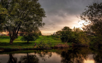 Landscape, Nature, Water, Trees, Summer, Lake, Mainly Cloudy, Overcast, Descent, Church, Basin, Fisherman HD wallpaper