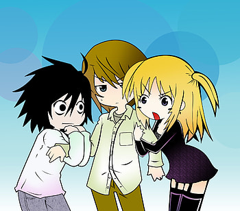 chibi note, death note, l, anime, light HD wallpaper