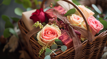 Elegant Rose Gift Basket, rose, gift, flower, bouquet HD wallpaper