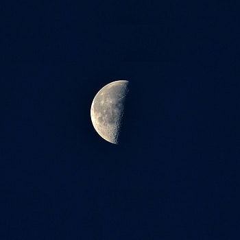 Moon, half, blue sky, night HD phone wallpaper