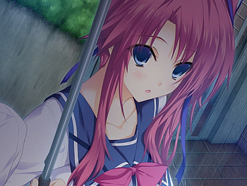 Yuuki Amagase, blue, anime girl, pink, anime school girl, anime, lovely x cation HD wallpaper
