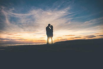 Couple, sunset, love, romance HD wallpaper