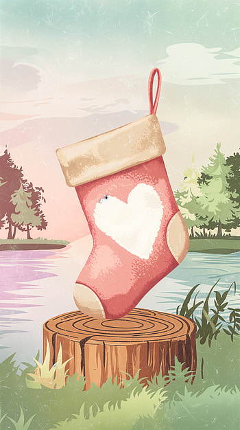 Charming Stocking for Your , heart, nature, river, illustration HD phone wallpaper
