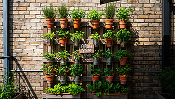 Vertical Garden — Urban Wall of Herbs, vertical garden, potted plant, herb garden HD wallpaper