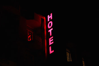 Words, Shine, Light, Inscription, Sign, Signboard, Hotel HD wallpaper