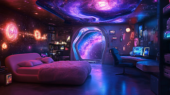 Futuristic Space Room : Cosmic Serenity Interior, futuristic, room, space HD wallpaper