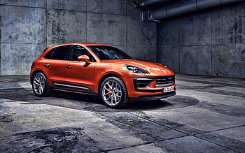 2022, Porsche Macan S, , front view, exterior, new orange Macan S, German cars, Porsche HD wallpaper