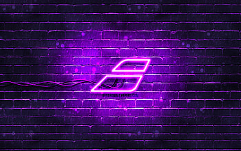 Babolat violet logo, , violet brickwall, Babolat logo, brands, Babolat neon logo, Babolat HD wallpaper
