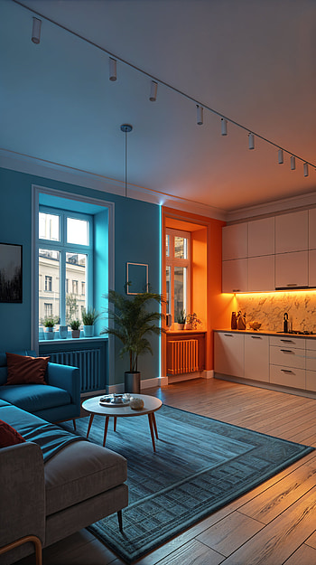 Blue & Ember Apartment — Stylish , kitchen HD phone wallpaper