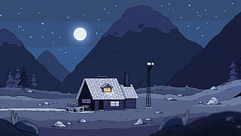 Hilda-Inspired Moonlit Mountain Cabin, TV Show, Hilda HD wallpaper