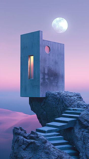 Moonlit Minimalist Tiny House HD phone wallpaper