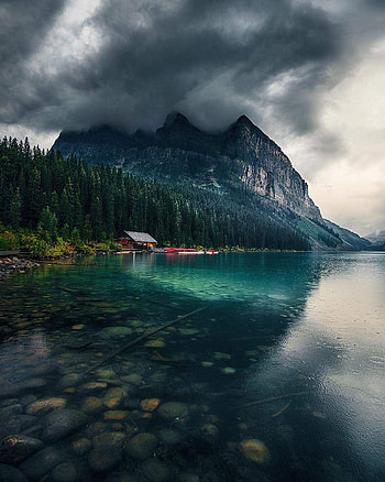 Lake Louise Alberta, cloud, sky HD phone wallpaper