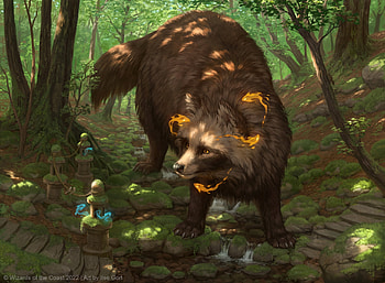 Greater Tanuki, ilse gort, art, fantasy, raccoon, forest, tanuki HD wallpaper
