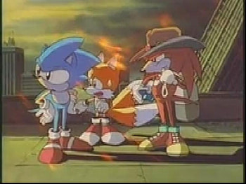 Sonic the Hedgehog The Movie 1999, blue, sonic, tails, tails miles prower, city, sonic the hedghog the movie 1999, sonic the hedghog, knuckles, orange, the fastest thing in time, knuckles the echindna, red, 1999, hat HD wallpaper
