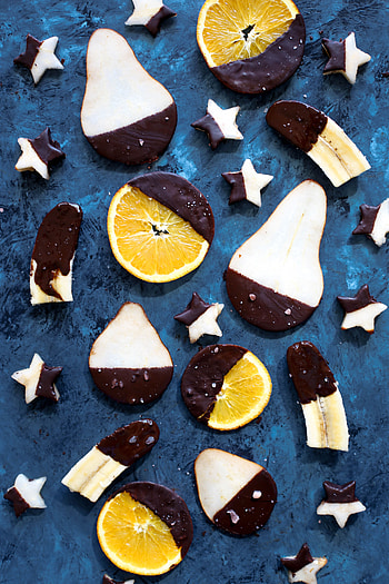 Fruits, Food, Chocolate, Oranges, Desert, Banana, Pear HD phone wallpaper