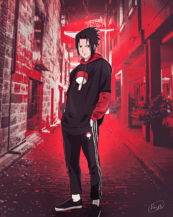 Sasuke's Drip, naruto, red, sasuke, sharingan, standing, itachi, sasukeuchiha, boruto, animes, uchicha HD phone wallpaper