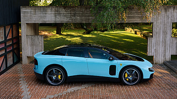 Ferrari Luce — Cyan GT, Vehicle, Sports Car, Blue Car, Coupé HD wallpaper