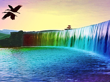waterfall of dreams, kinsi, kaylin, cassidy, samantha HD wallpaper