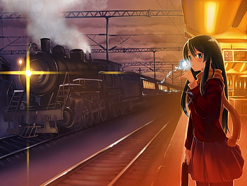 Akiyama Mio, animal, girl, train, anime girl, anime, butterfly, smoke, cool, k-on HD wallpaper