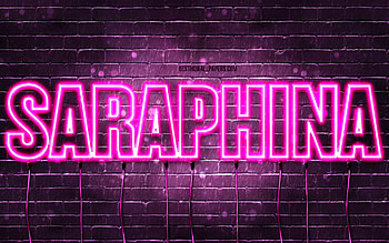 Saraphina, , with names, female names, Saraphina name, purple neon lights, Saraphina Birtay, Happy Birtay Saraphina, popular italian female names, with Saraphina name HD wallpaper
