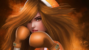 Olivia The Orange Fighter, artist, artwork, digital-art, artwork HD wallpaper