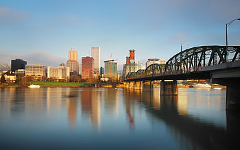 Portland Skyline, Bridge architecture, Gray concrete, USA HD wallpaper