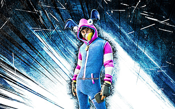 Slumberjack, grunge art, Fortnite Battle Royale, Fortnite characters, blue abstract rays, Slumberjack Skin, Fortnite, Slumberjack Fortnite HD wallpaper