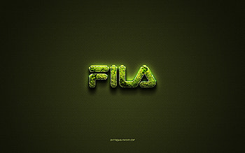 Fila logo, green creative logo, floral art logo, Fila emblem, green carbon fiber texture, Fila, creative art HD wallpaper
