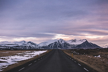 Highway of iceland, mountains and landscape, sky HD wallpaper