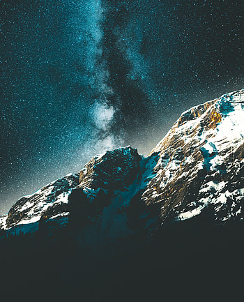 Starry sky, milky way, mountains' peak HD phone wallpaper