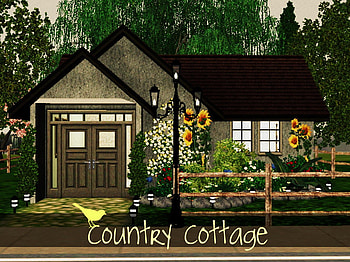 Country Cottage, sunflowers, fence, country, streetlights, home HD wallpaper