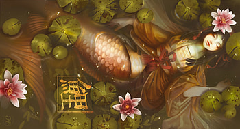 Mermaid, aramisdream, girl, summer, fantasy, flower, luminos, water, vara, lotus, siren HD wallpaper