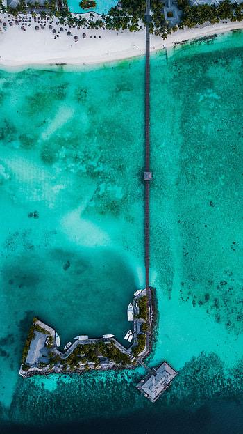 Nature, View From Above, Pier, Ocean, Tropics, Island HD phone wallpaper
