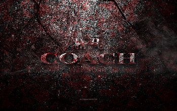 Coach logo, grunge art, Coach stone logo, red stone texture, Coach, grunge stone texture, Coach emblem, Coach 3d logo HD wallpaper
