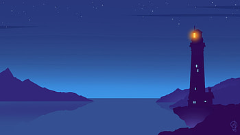 Art, Night, Vector, Lighthouse HD wallpaper