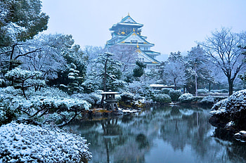 Osaka Castle, Travels, Winter scene, Chilly charm HD wallpaper