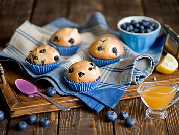 Cup cakes, fuits, wooden tray, glass, snacks, food, spoon HD wallpaper