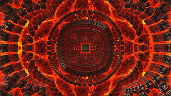 Red Black Fractal Circles Flower Glow Abstraction Abstract HD wallpaper