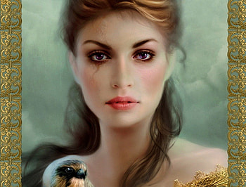 Lady Hawk, lady, hawk, fantasy, tear, beautiful HD wallpaper