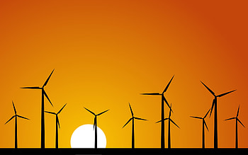 Wind Turbines, vector, art, sunset HD wallpaper