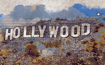 Grunge art, Hollywood Sign HD wallpaper