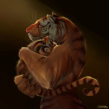 Art, Tigers, Tiger, Embrace, Tiger Cub HD phone wallpaper
