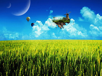 3 d fields, 3 d, sky, nature, grass, spring HD wallpaper