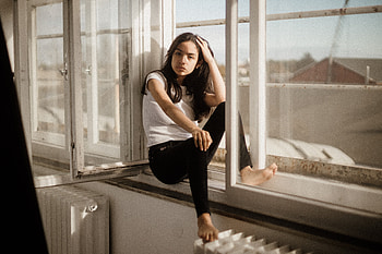 Girl Model Sitting Window Side , girls, model HD wallpaper
