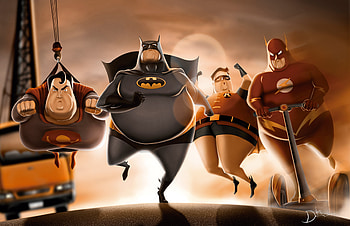 Fat Superheroes, batman, robin, superman, flash, behance, superheroes HD wallpaper
